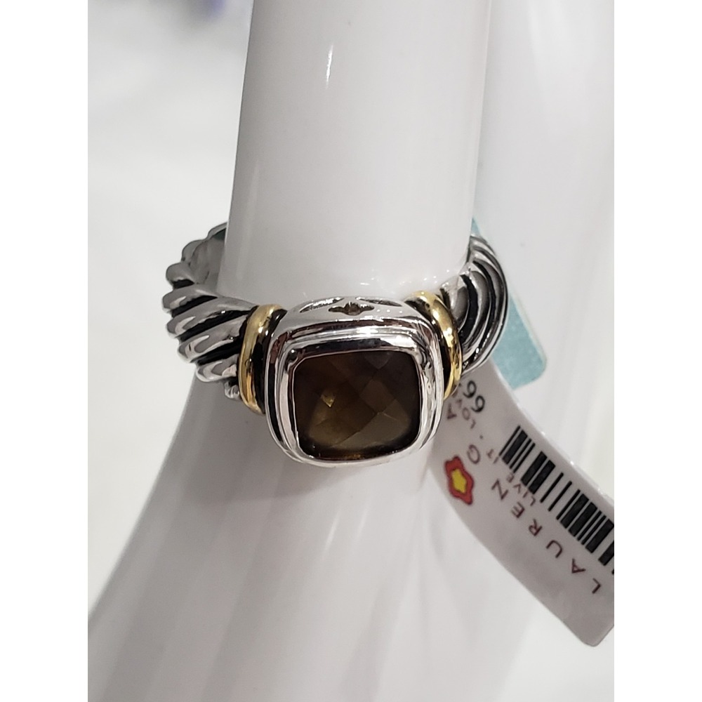 Lauren G Adams Mixed Metal AMBER Scroll Renaissance Gothic Ring Witchy Brutalist